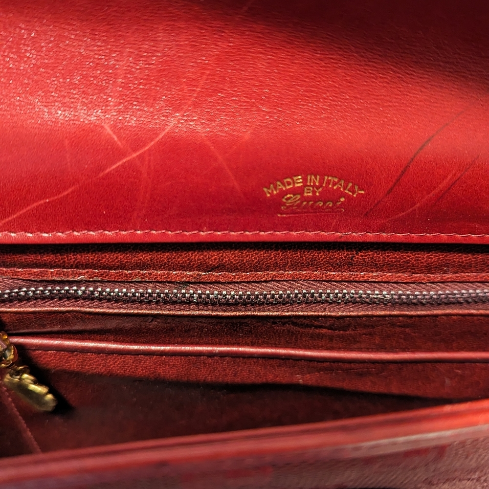 ❌ SOLD ❌ Dark red vintage Gucci 1973 shoulder bag - with dust bag - Picture 9 of 17